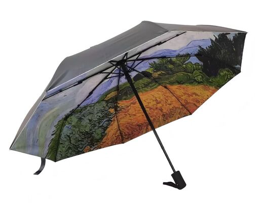Guarda-chuva de viagem automático triplo com proteção UV e abertura/fechamento automático (21 polegadas-8k) com arte de Vincent Van Gogh