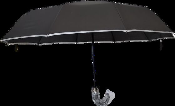 Grande guarda-chuva automática de viagem com 105cm de diâmetro aberto, costelas de fibra de vidro e bordas refletoras