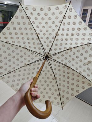 Um guarda-chuva de 23 polegadas com lençóis de algodão e costelas de fibra de vidro para proteção elegante contra a chuva