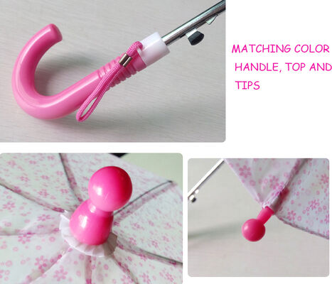 Diâmetro aberto inferior a 90 Guarda-chuva compacto infantil incluindo cabo de plástico, estrutura de metal e haste de metal, perfeito para o dia a dia