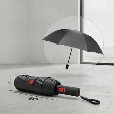 Comprimento dobrado 11 polegadas guarda-chuva automática de viagem com diâmetro aberto 105cm e controle manual de abertura e fechamento garantindo cobertura