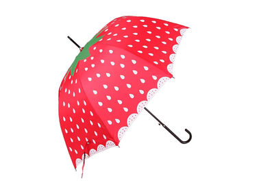 Morango contínua bonita do guarda-chuva da vara de 23 polegadas que imprime o Portable para crianças