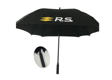 Guarda-chuvas relativos à promoção do golfe do preto quadrado da forma com logotipo da tela de seda do Pongee