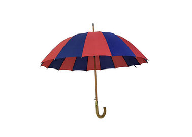 Resistente forte resistente do vento de madeira azul vermelho de pouco peso do guarda-chuva do punho