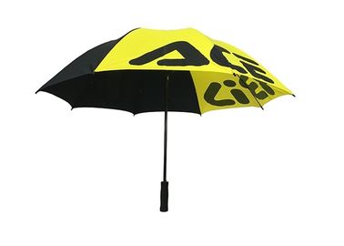 Dos guarda-chuvas relativos à promoção amarelos pretos do golfe do Pongee anti comprimento total UV 101cm