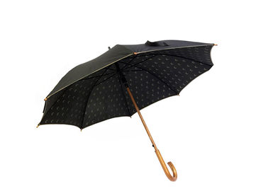 Luz simples da dupla camada de madeira preta unisex do punho do guarda-chuva por dias chuvosos