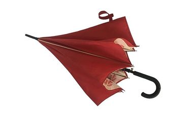Guarda-chuva resistente do golfe do vento vermelho do Pongee com impressão completa do painel do interior