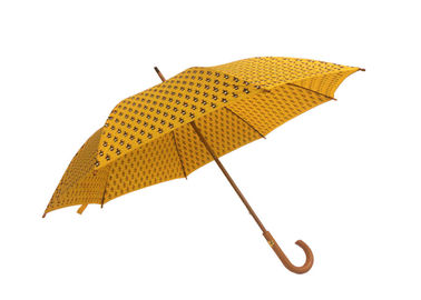 Do guarda-chuva de madeira da chuva de mulheres amarelas tela de madeira do poliéster do eixo do punho