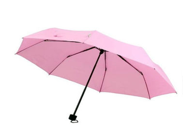 Quadro dobrável da fibra de vidro do guarda-chuva da senhora Cor-de-rosa 3 do eixo do metal reforços de 21 polegadas 8