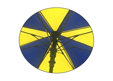 Guarda-chuvas relativos à promoção amarelos azuis do golfe do quadro da fibra de vidro com o punho da espuma de EVA