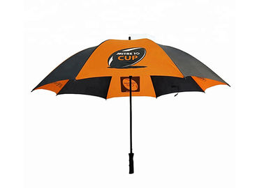Tela compacta alaranjada e preta do poliéster/Pongee do guarda-chuva do golfe para o curso