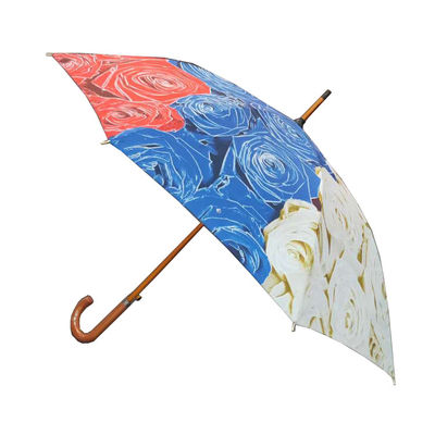 Guarda-chuva reto Windproof com o punho de madeira da forma de J
