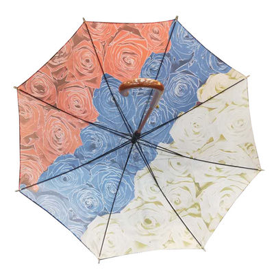 Guarda-chuva reto Windproof com o punho de madeira da forma de J