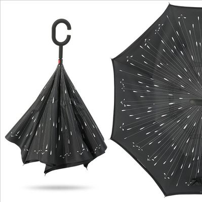 Dupla camada que dobra o guarda-chuva invertido reverso com punho de C