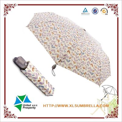 Guarda-chuva dobrável do eixo colorido do metal do teste padrão 8mm da folha para mulheres