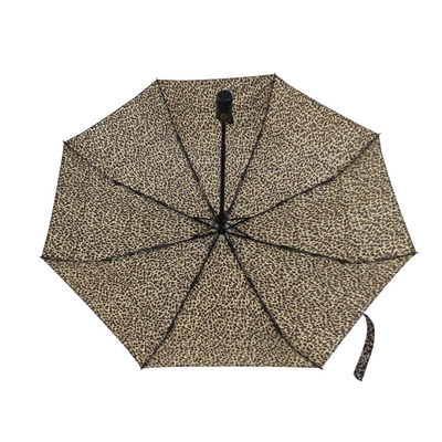 Guarda-chuva compacto da dobra do poliéster 190T três do leopardo