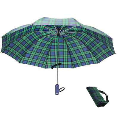 Teste padrão de dobramento da verificação do verde do guarda-chuva do eixo três do metal de BSCI 8mm para homens