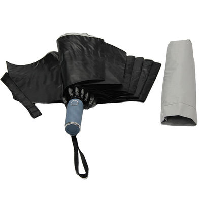 Fim aberto de dobramento do guarda-chuva do revestimento três UV pretos auto para mulheres