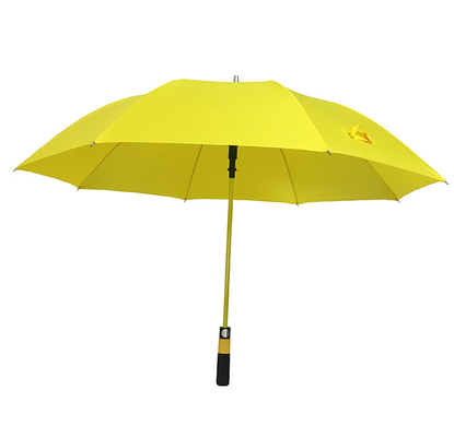 Guarda-chuva grande do golfe do tamanho do Pongee amarelo do eixo da fibra de vidro da cor para homens