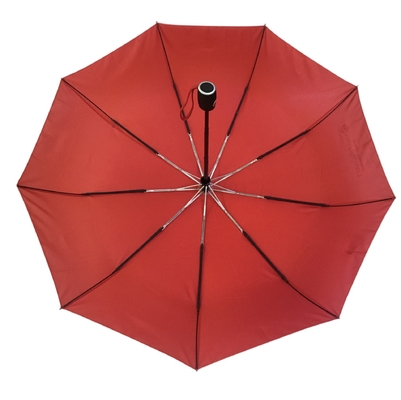 9 guarda-chuva de dobramento da chuva do estojo compacto da tela do Pongee dos reforços três da fibra de vidro