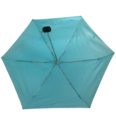 Guarda-chuva pequeno do bolso do pongee aberto manual de 5 dobras com reforços da fibra de vidro