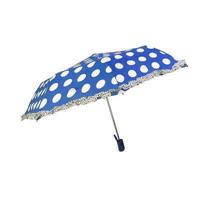 Poliéster aberto 190T Dot Umbrella With Ruffle Edge das senhoras do GV auto