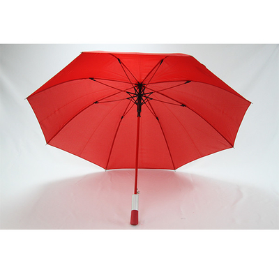 guarda-chuva vermelho do Pongee do eixo do metal de 8mm com Logo Printing feito sob encomenda