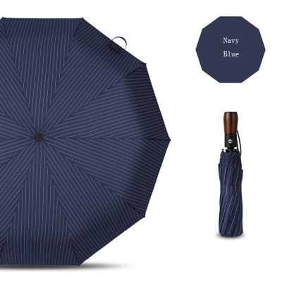 Estilo Windproof compacto do negócio do guarda-chuva do punho de madeira automático de três dobras