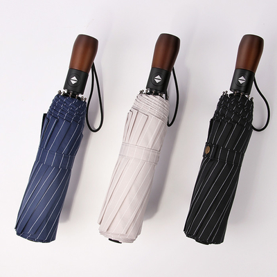 Estilo Windproof compacto do negócio do guarda-chuva do punho de madeira automático de três dobras