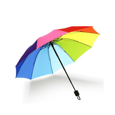 Guarda-chuva de dobramento personalizado BSCI da cor do arco-íris do poliéster 190T 3