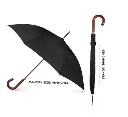 Da tela normal do Pongee do tamanho padrão 190T de BSCI guarda-chuva de madeira do punho