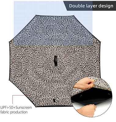 Guarda-chuva invertido reverso da dupla camada feita sob encomenda do quadro da fibra de vidro com o punho da forma de C