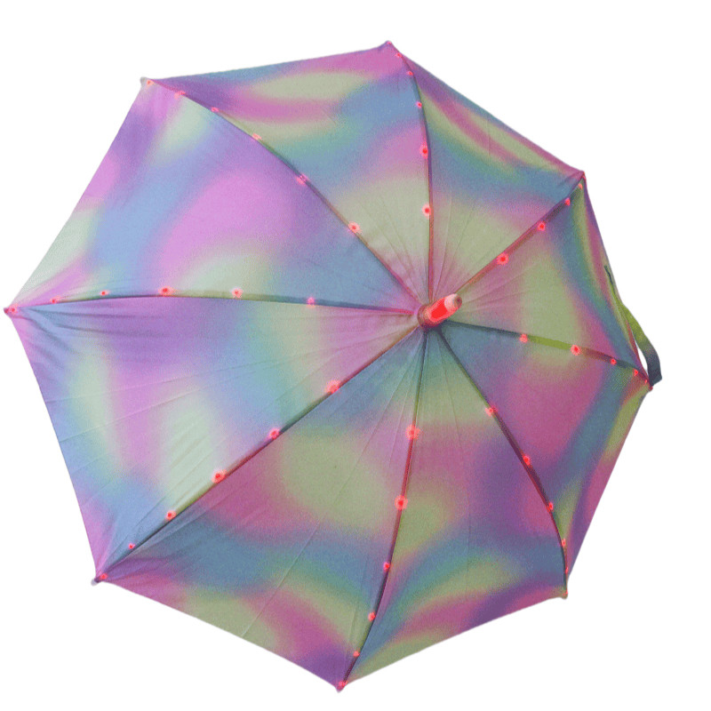 19 polegadas de aço fibra de vidro resistente ao vento Pongee colorido LED lanterna de segurança guarda-chuva