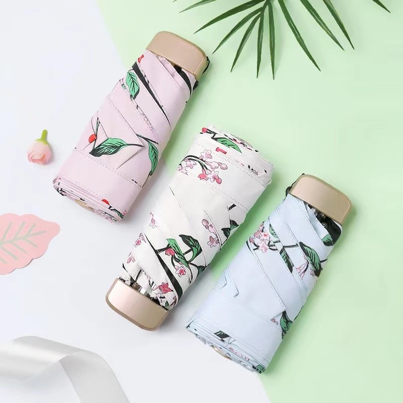 5 Dobras 6 costelas Pequeno Leve Fácil de Carregar guarda-chuva com tecido Pongee personalizável