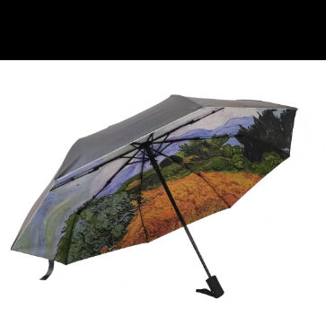 Guarda-chuva de viagem automático triplo com proteção UV e abertura/fechamento automático (21 polegadas-8k) com arte de Vincent Van Gogh