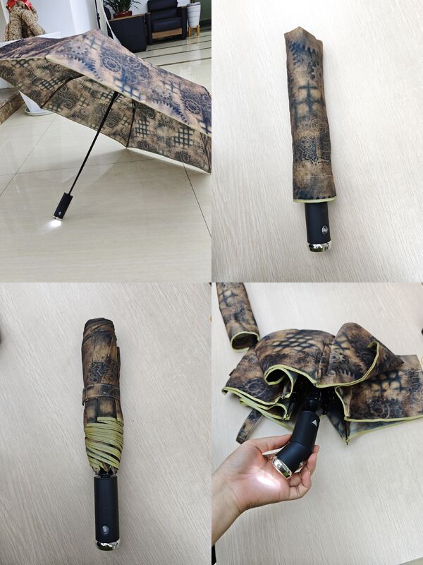 LED iluminado Automaticamente abrir/fechar guarda-chuva de segurança com faixa refletora para visibilidade noturna