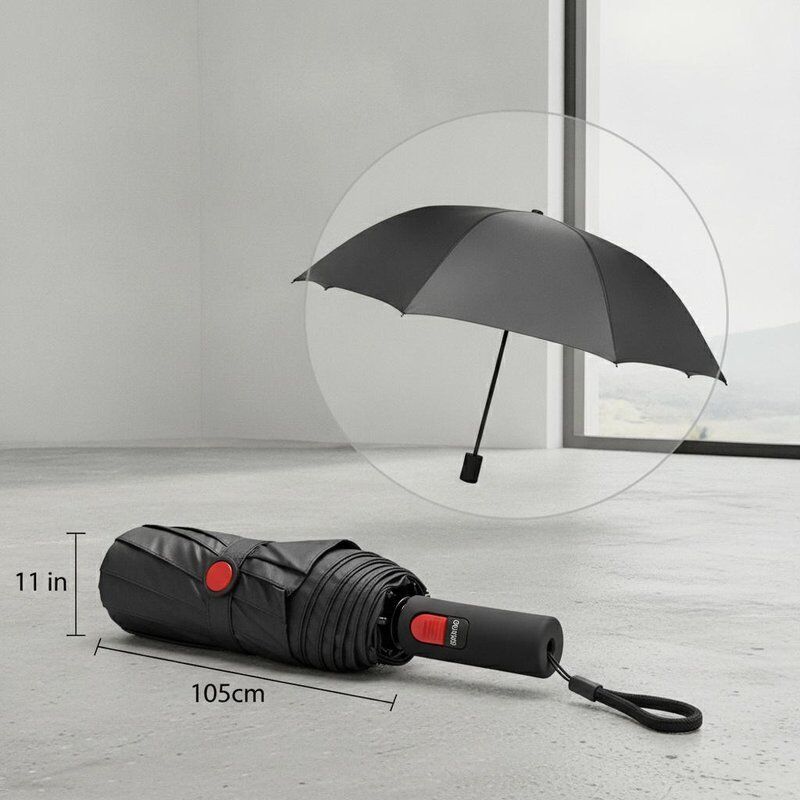 Comprimento dobrado 11 polegadas guarda-chuva automática de viagem com diâmetro aberto 105cm e controle manual de abertura e fechamento garantindo cobertura